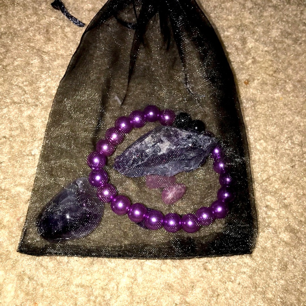 Bracelet, Tumbled crystals, Raw crystals